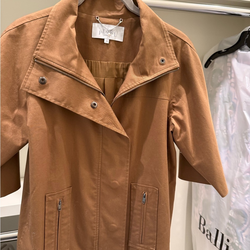 Brown Trench Coat with Suede-like Finish